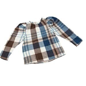 Universal Thread Women's Blue Plaid Puff Long Sleeve Blouse - Size Large - NWT